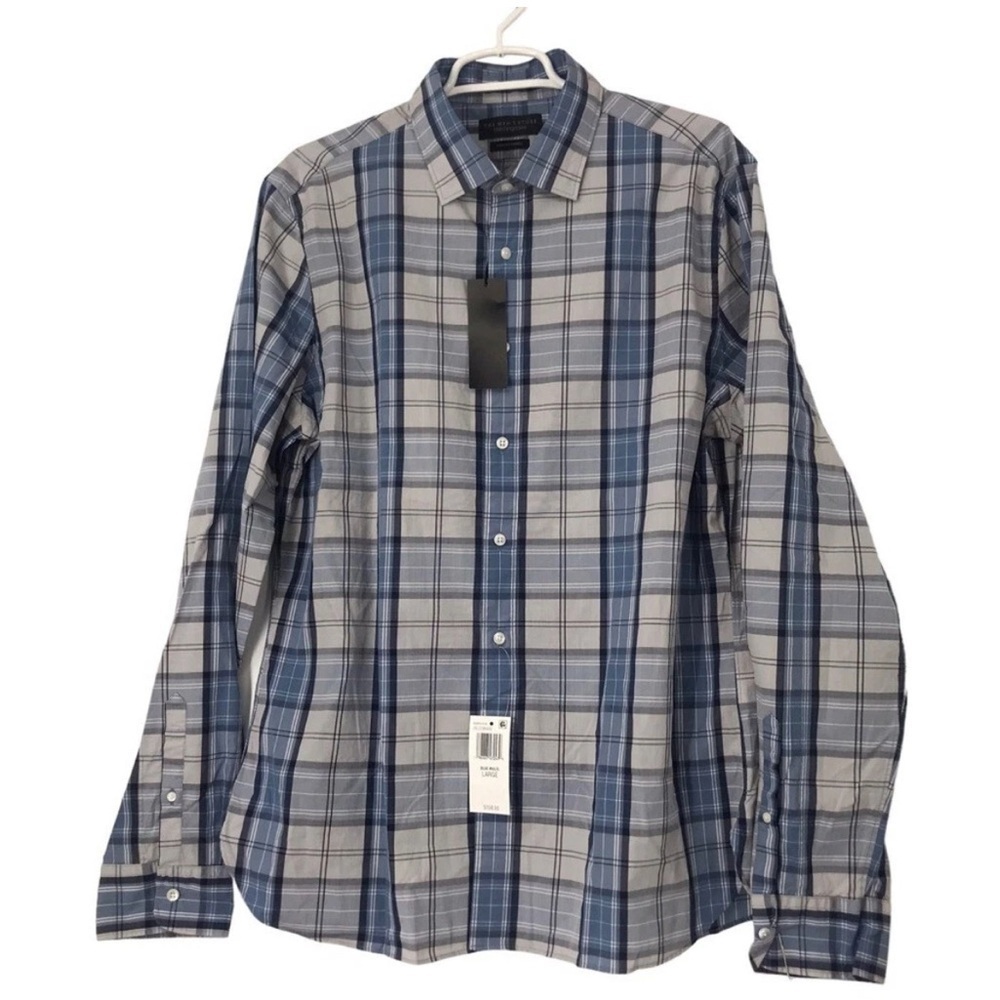 Bloomingdale’s Men’s XL Plaid Button-Down Shirt – Stretch Cotton Blend NWT